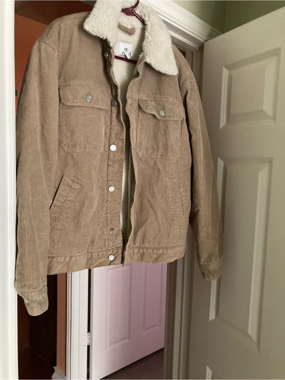 H&M Cream Sherpa-Lined Corduroy Jacket